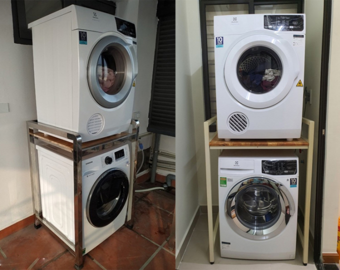 có nên đặt máy sấy trên máy giặt
