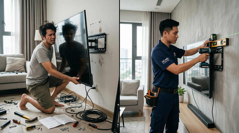 Tại sao nên thuê thợ lắp tivi tại nhà Hà Nội thay vì tự làm?