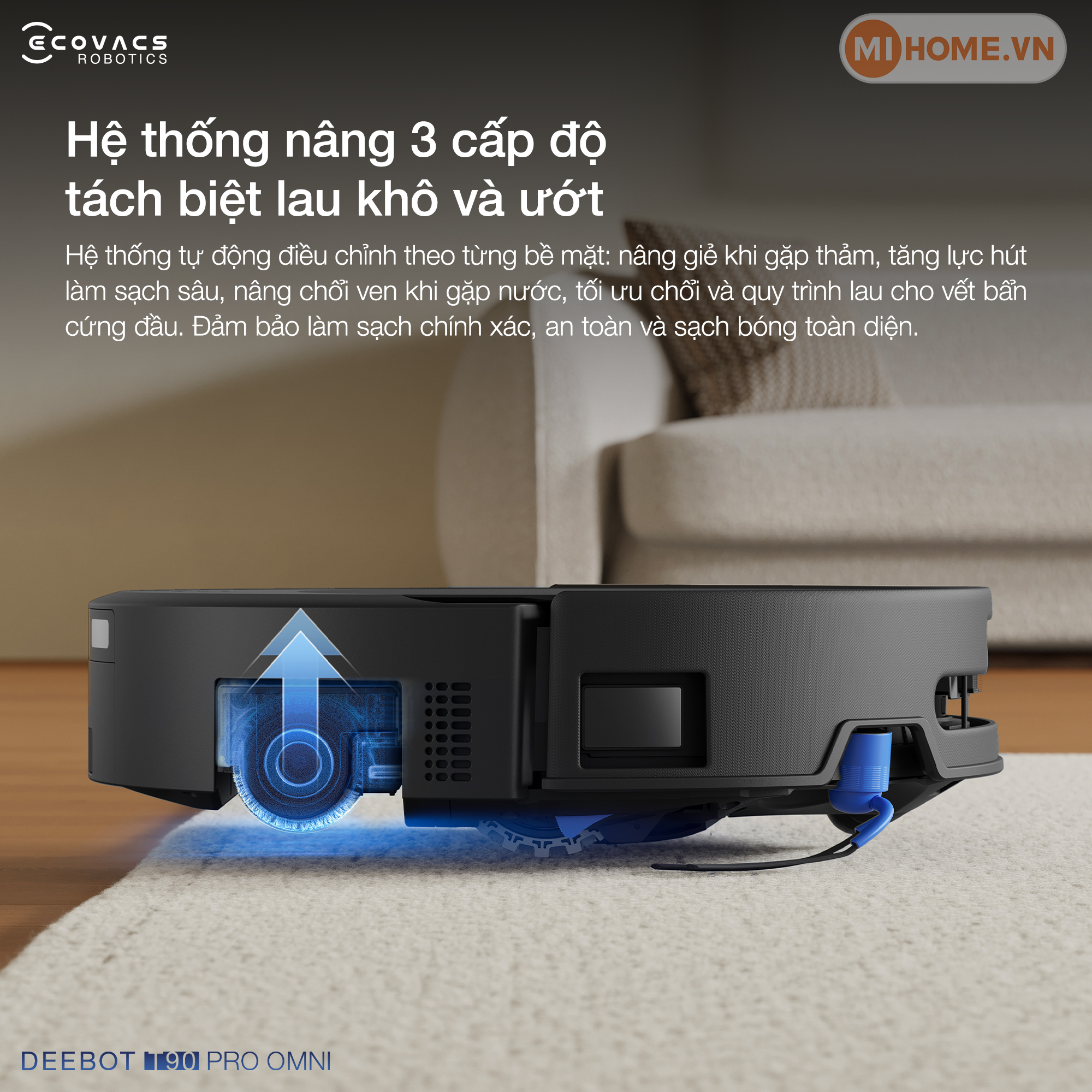 Robot hút bụi lau nhà Ecovacs DEEBOT T90 PRO OMNI 72 12