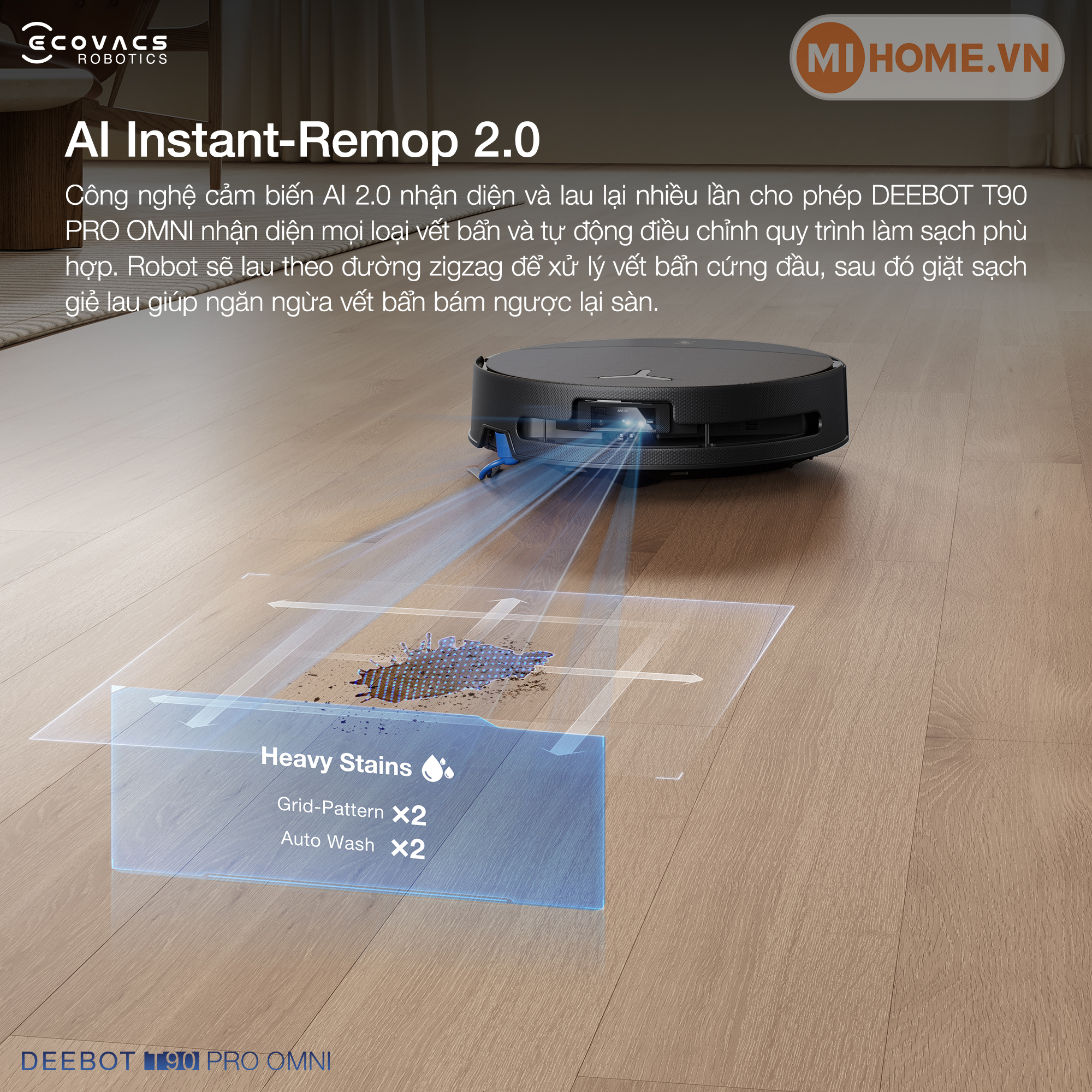 Robot hút bụi lau nhà Ecovacs DEEBOT T90 PRO OMNI 71 13