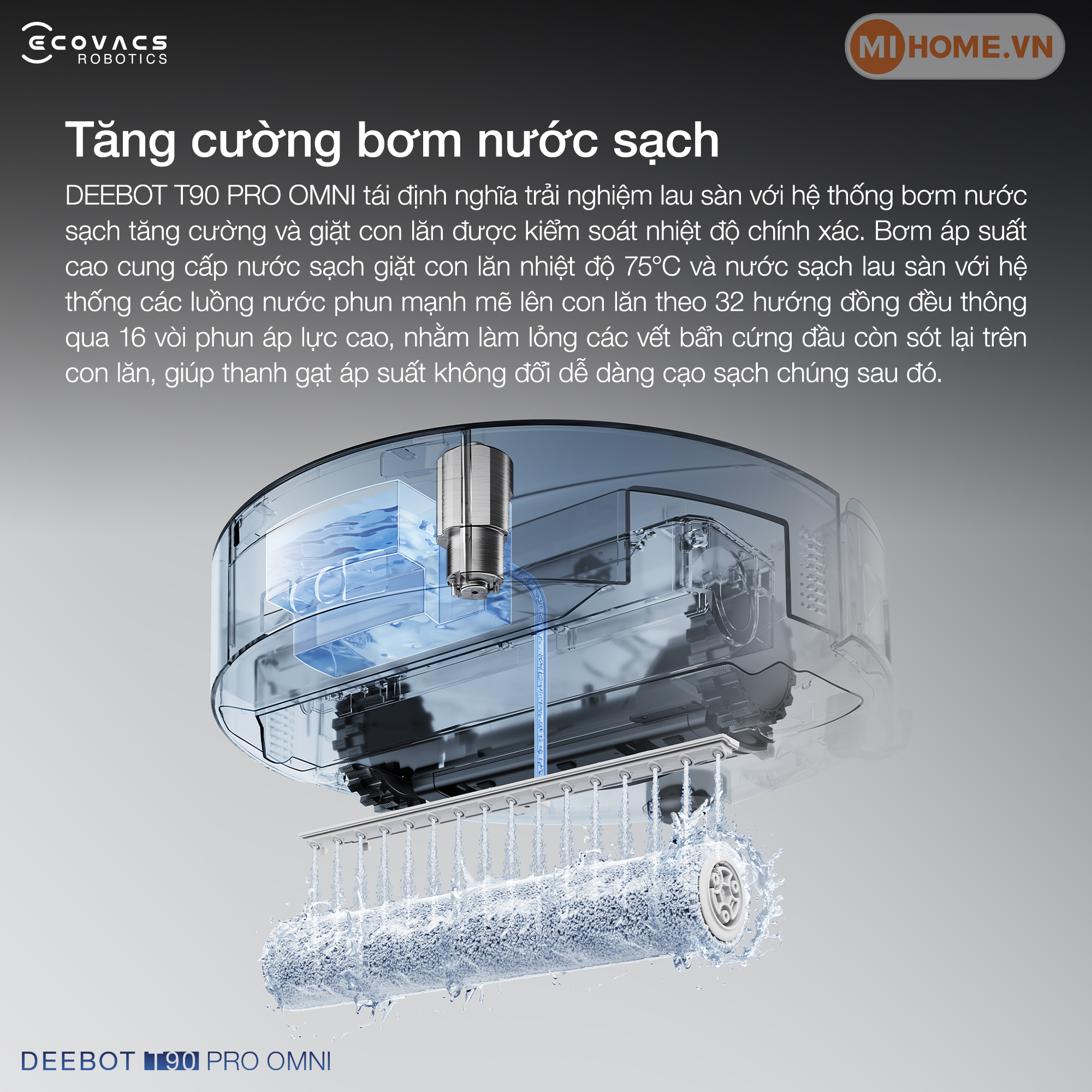 Robot hút bụi lau nhà Ecovacs DEEBOT T90 PRO OMNI 73 16