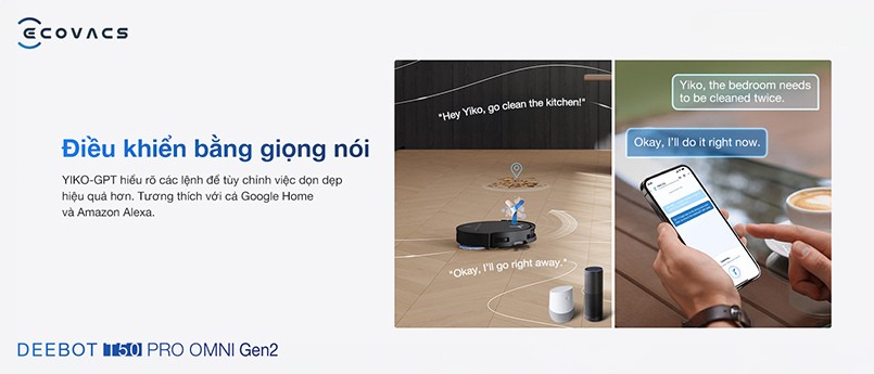 Ecovacs Deebot T50 Pro Gen 2 giọng nói thông minh