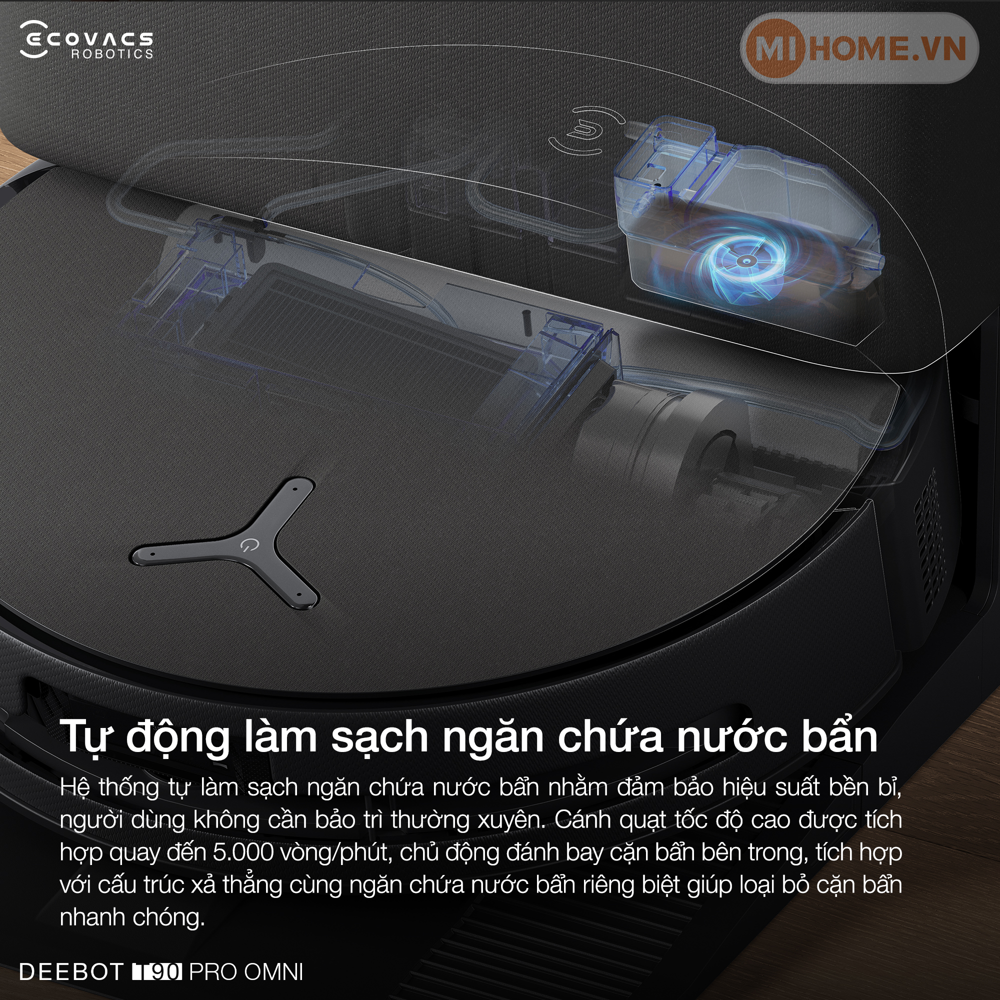Robot hút bụi lau nhà Ecovacs DEEBOT T90 PRO OMNI 76 19