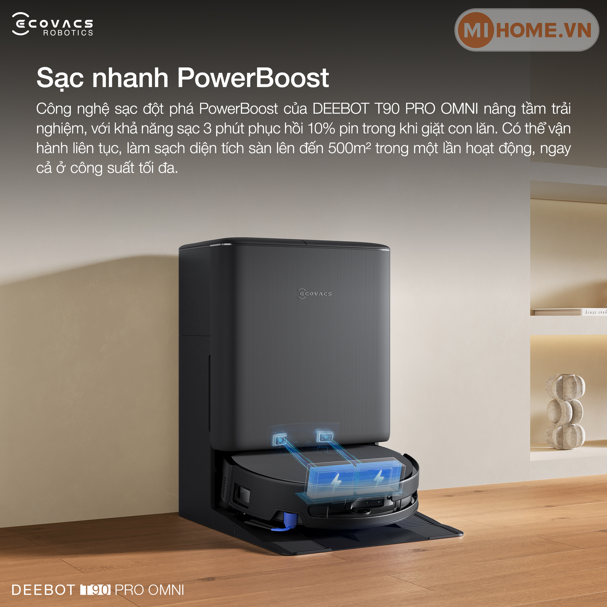 Robot hút bụi lau nhà Ecovacs DEEBOT T90 PRO OMNI 64 7