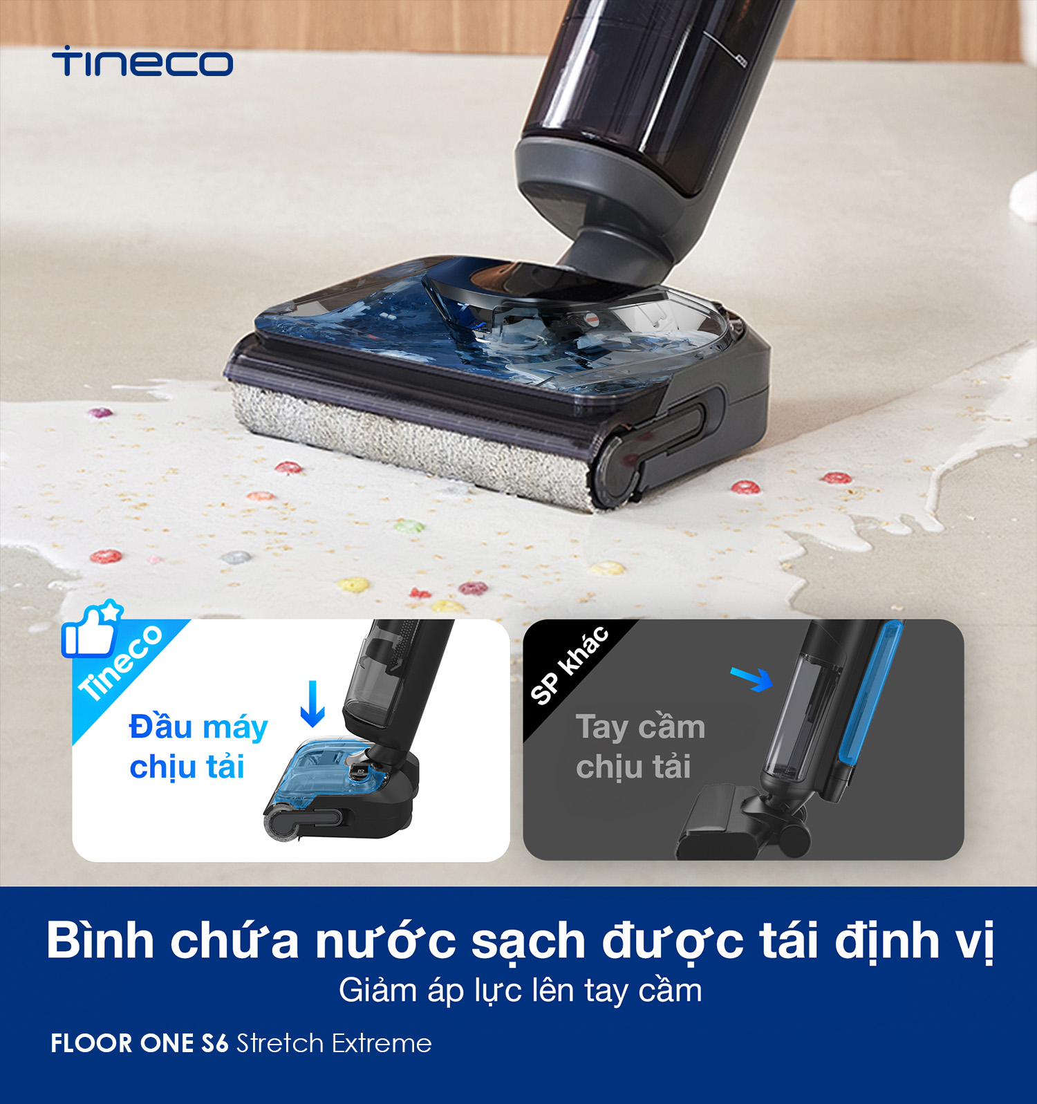 Tineco Floor One S6 Stretch Extreme bình chứa nước sạch