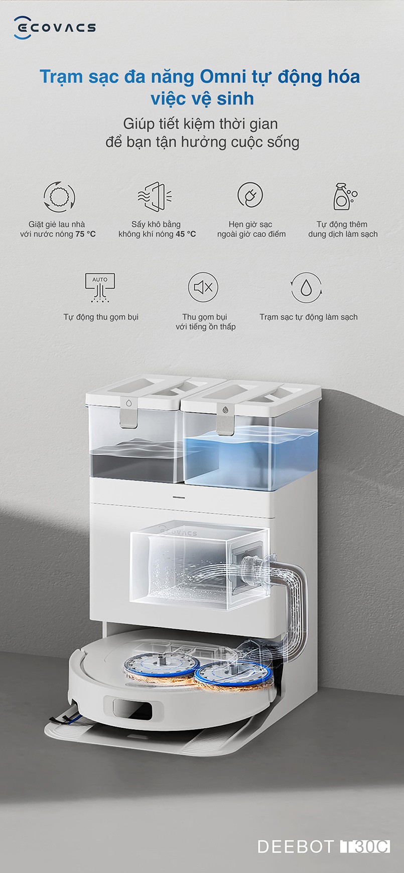 Trạm sạc đa năng Ecovacs T30c